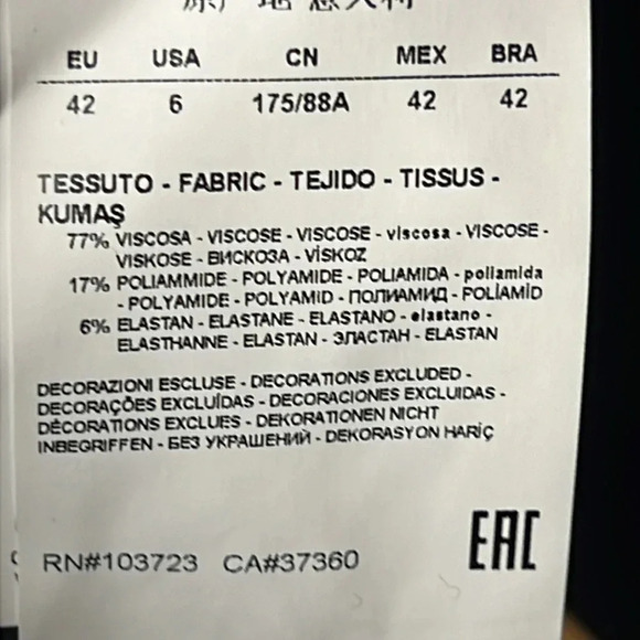 Emporio Armani‎ V-Neck Faux Mini Wrap Jersey Dress Long Sleeve 6 Black Cocktail - Picture 7 of 10